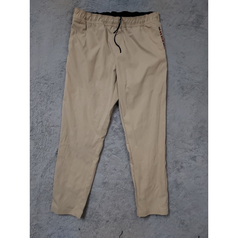 Wowie Joggers Mens Extra Large Lightweight Elastic Waist Woven Beige Drawstring